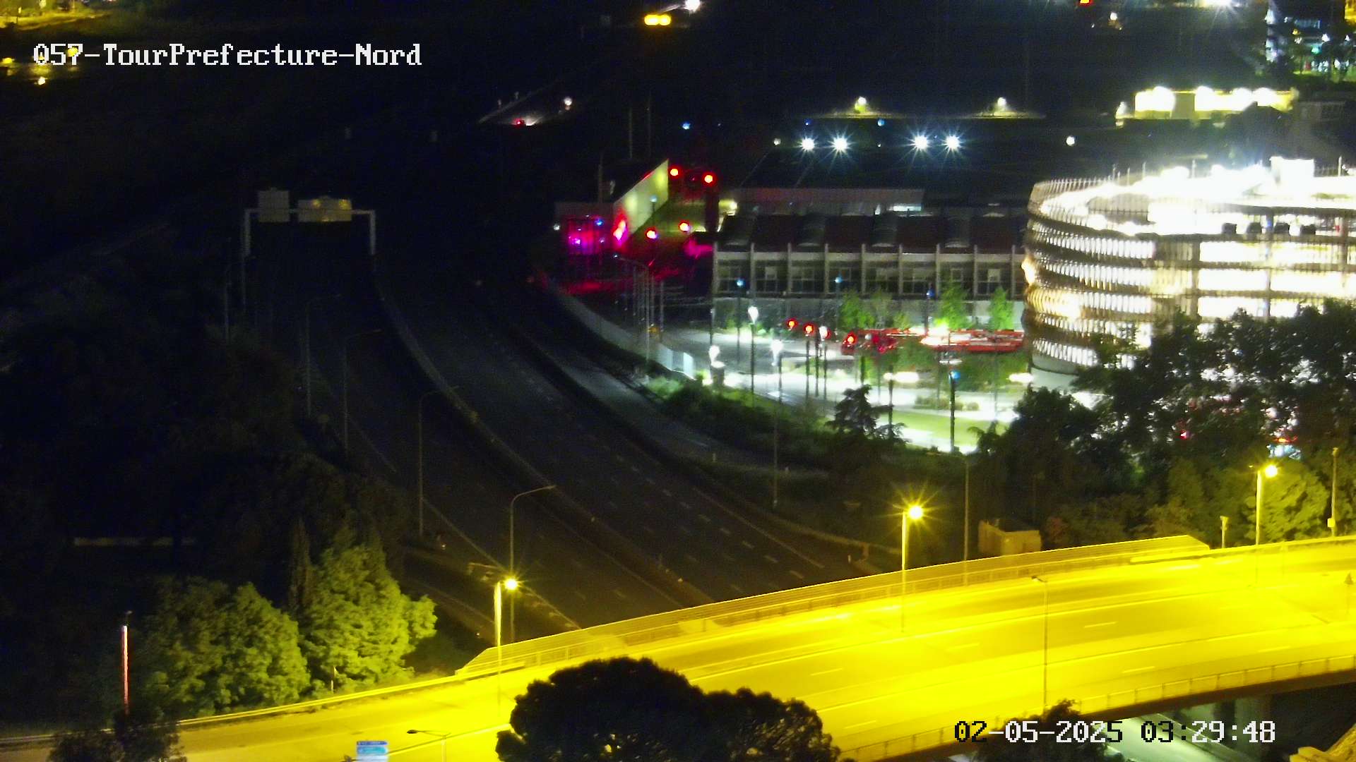 Caméra autoroute France - A8, Nice, à hauteur de la Préfecture des Alpes Maritimes, direction Antibes