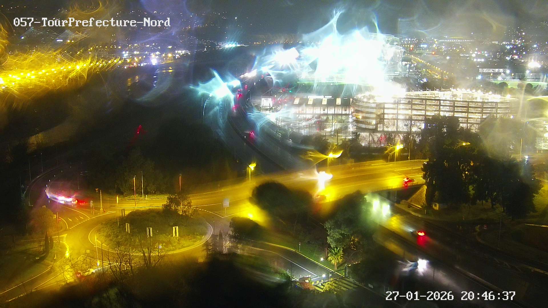 Caméra autoroute France - A8, Nice, à hauteur de la Préfecture des Alpes Maritimes, direction Antibes