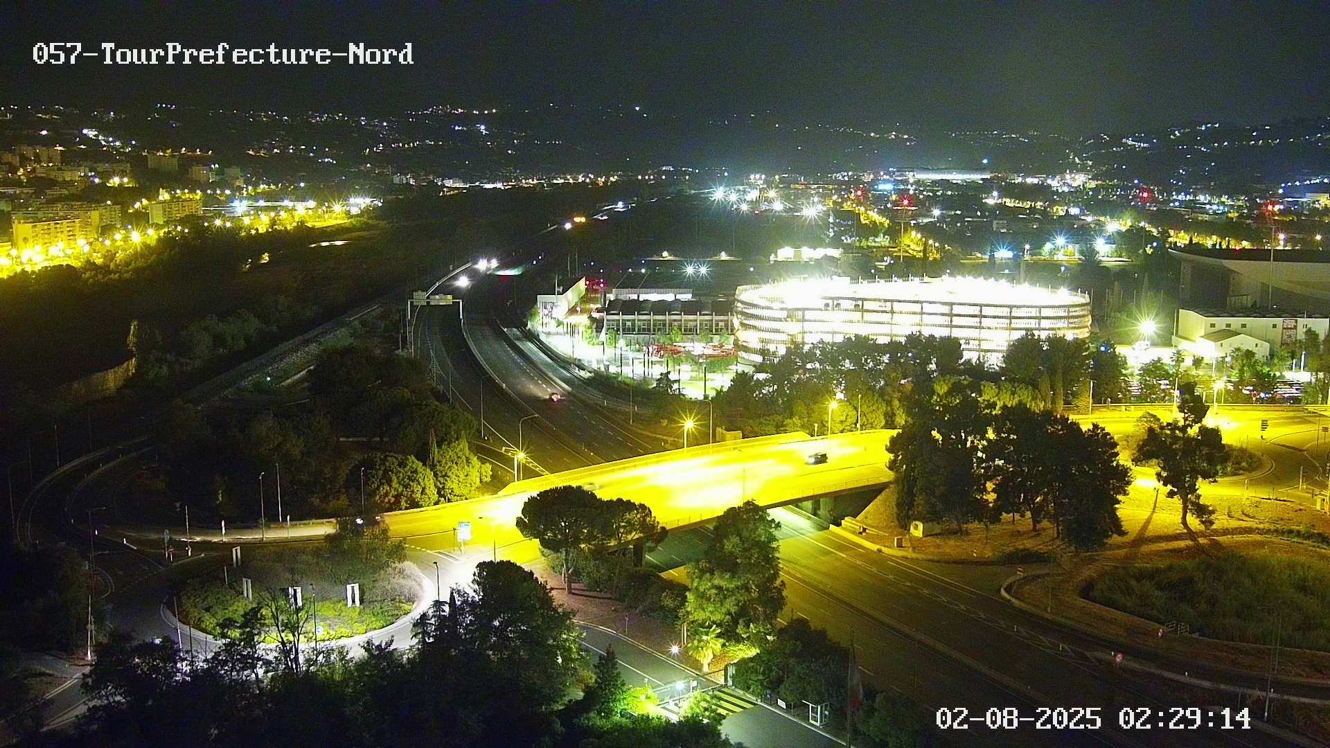 Caméra autoroute France - A8, Nice, à hauteur de la Préfecture des Alpes Maritimes, direction Antibes