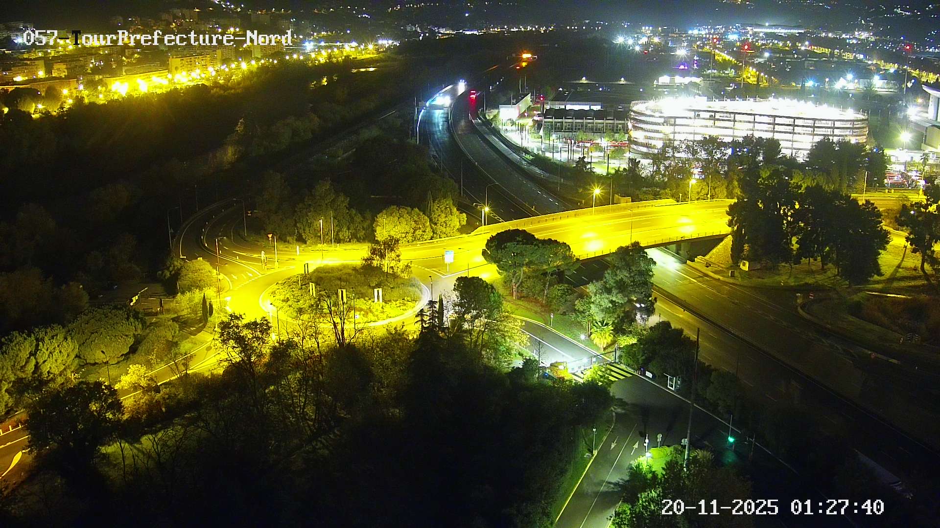 <h2>Caméra autoroute France - A8, Nice, à hauteur de la Préfecture des Alpes Maritimes, direction Antibes</h2>